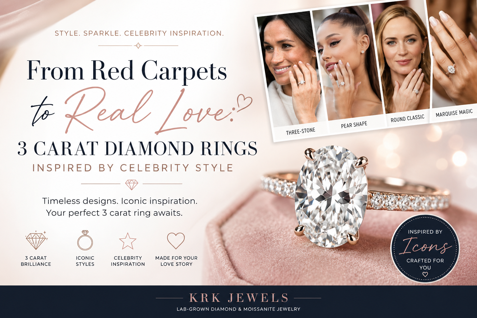 From Red Carpets to Real Love: 3 Carat Diamond Rings Inspired by Celebrity Style